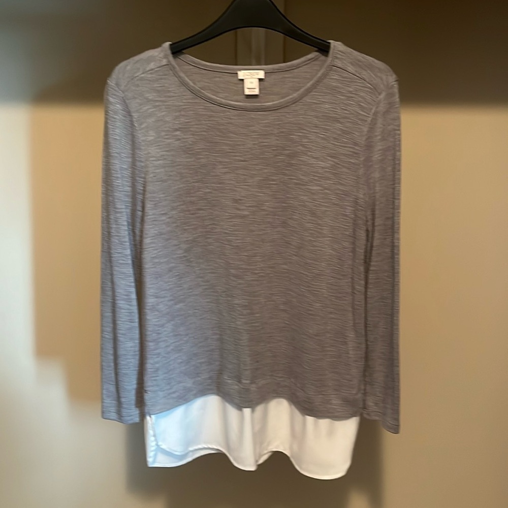 J. Crew Gray Layered Long Sleeve Sweatshirt